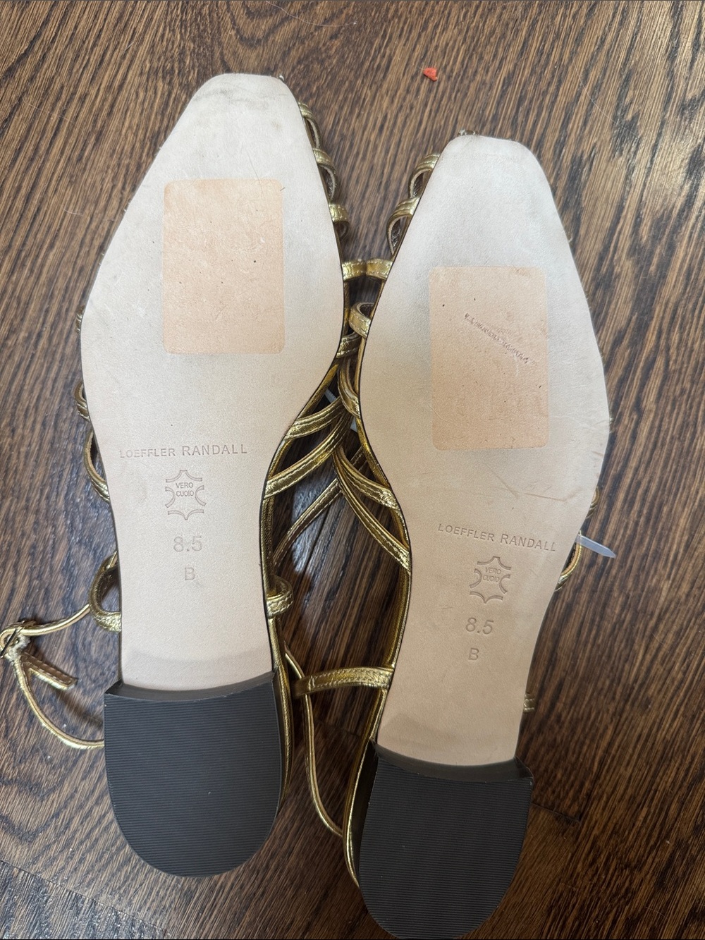 Loeffler Randall Devon Lattice Metallic Gold Slingback Sandals 8.5 Flats - Picture 5 of 7
